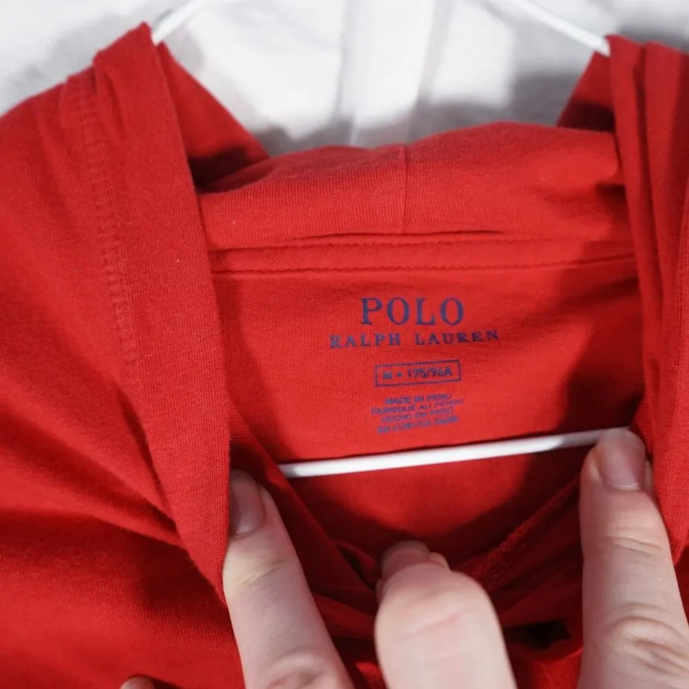 Polo Ralph Lauren Shirt Hoodie Red Black Big Pony Medium